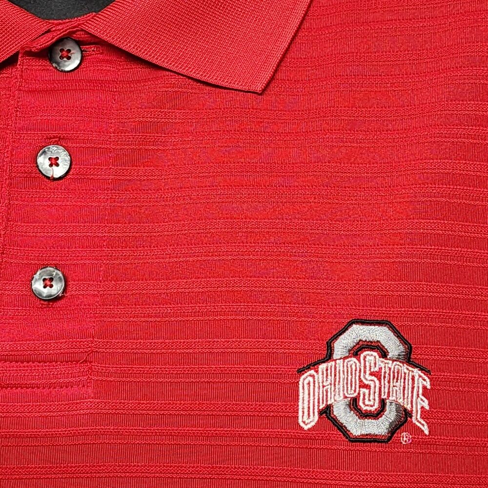 Ohio State Buckeyes Men's SS Polo Golf Shirt Large Red Pro Player P2 Polyester